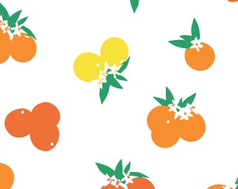 Citrus Sunshine white orange yellow fruit cotton fabric from Art Gallery Fabric AGF
