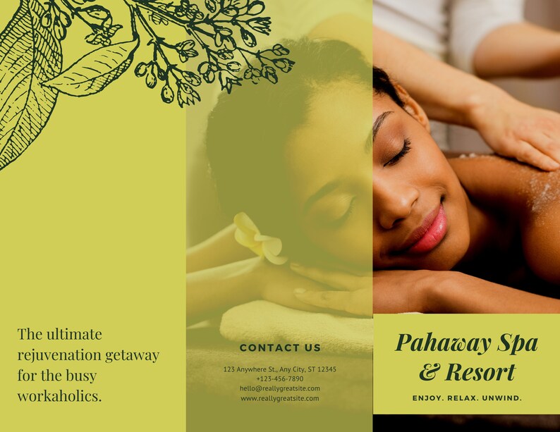 Custom Brochure Template Theme Spa Canva Brochure Sage Green | Etsy