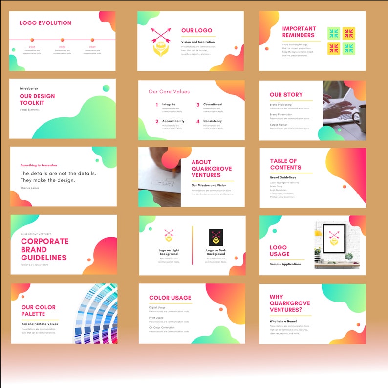 Canva Powerpoint Template Pitch Deck Marketing Plan Etsy