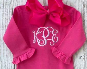 Monogrammed ruffle onesie, Valentines Day Outfit, Monogrammed baby