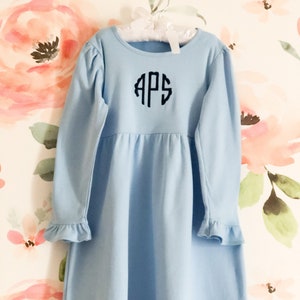 Monogrammed dress-Girls dress personalized- Ruffle Sleeve- Cotton dress- Matching Sisters Outfit