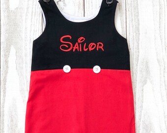 Mickey Mouse Shortall, Jon Jons, personalized Disney outfit, baby, toddler, First birthday outfit, Mickey birthday