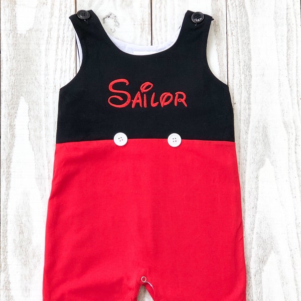 Mickey Mouse Shortall, Jon Jons, personalized Disney outfit, baby, toddler, First birthday outfit, Mickey birthday