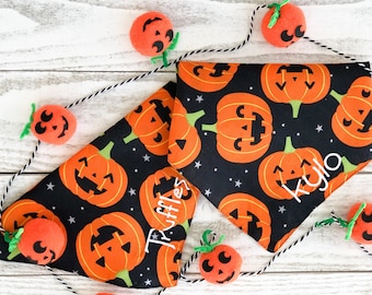 Halloween Dog Bandana- Fall Dog Bandana-Bats-Pumpkin Bandana- Personalized Dog Bandana