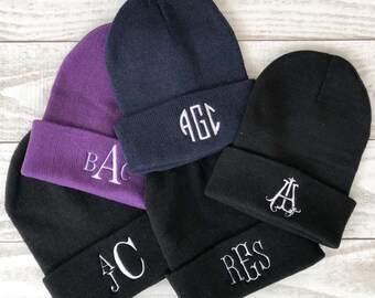 Womens Beanie- Womens monogrammed hat-Monogrammed winter hat- Personalized beanie- Adult beanie- Womens monogrammed beanie