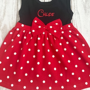 Minnie Mouse Dress, Minnie Inspired, personalized Disney outfit, baby, toddler, Disney Outfit, First birthday outfit, Minnie birthday