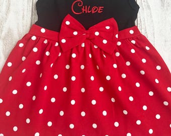 Minnie Mouse Dress, Minnie Inspired, personalized Disney outfit, baby, toddler, Disney Outfit, First birthday outfit, Minnie birthday