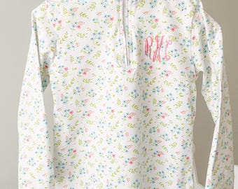 Floral pullover, monogrammed pullover, girls pullover, toddler pullover, monogram