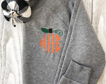 Pumpkin Monogram Crewneck- Women's Fall Sweatshirt-Fall Monogram