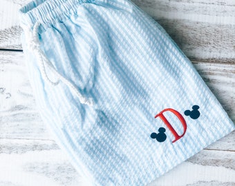 Mickey Mouse Swim Trunks, Mickey,Seersucker Swim Trunks, Disney, Personalized Swim, Baby Swim trunks, Toddler Swim, Monogrammed Swim trunks