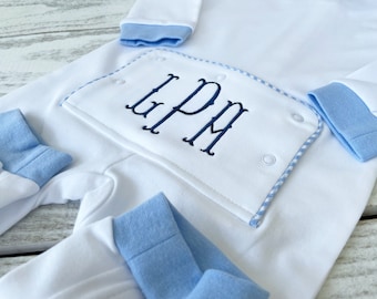 Christmas Pajamas,BLUE OR RED,Boys,Monogrammed, Drop Flap Pajamas,Gingham,Drop Seat, Baby Pajamas, Butt Flap Pajamas, Monogrammed Boys