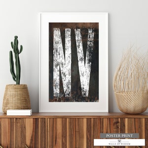 Nevada State Typography Poster Art; Western Letter Wall Decor, Southwestern Decor, Home State Gifts, Rustic Home Bar Decor, Retro Print Art