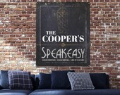 Retro Speakeasy Personalized Backyard Home Bar Vinyl Sign for Outdoor Living Space Patio Kitchen Bar and Lounge Wall Art Rustic Farmhouse
