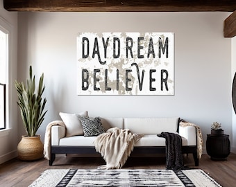 Daydream Believer Inspirational Wall Art Gift for Her Modern Farmhouse Wall Decor Rustic Wall Decor Farmhouse Wall Decor Chippy Signs Gifts