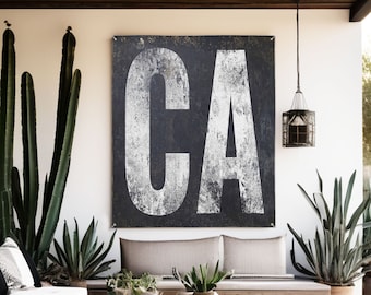 California Western Decor Outdoor Sign Vinyl Banner - Black and White Art for Backyard Patio Garden, Poolside Fence Deck Sign Speakeasy Art