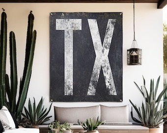 Texas Western Decor Outdoor Sign - Bar and Grill TX Sign Porch - Typography Outdoor Decor - Backyard Garden Patio Weatherproof Wall Art