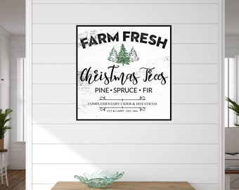 Christmas Sign Farmhouse Decor Gift for Her Farmhouse Christmas Tree Sign Farm Fresh Christmas Tree Wall Art Fixer Upper Tree Farm Sign