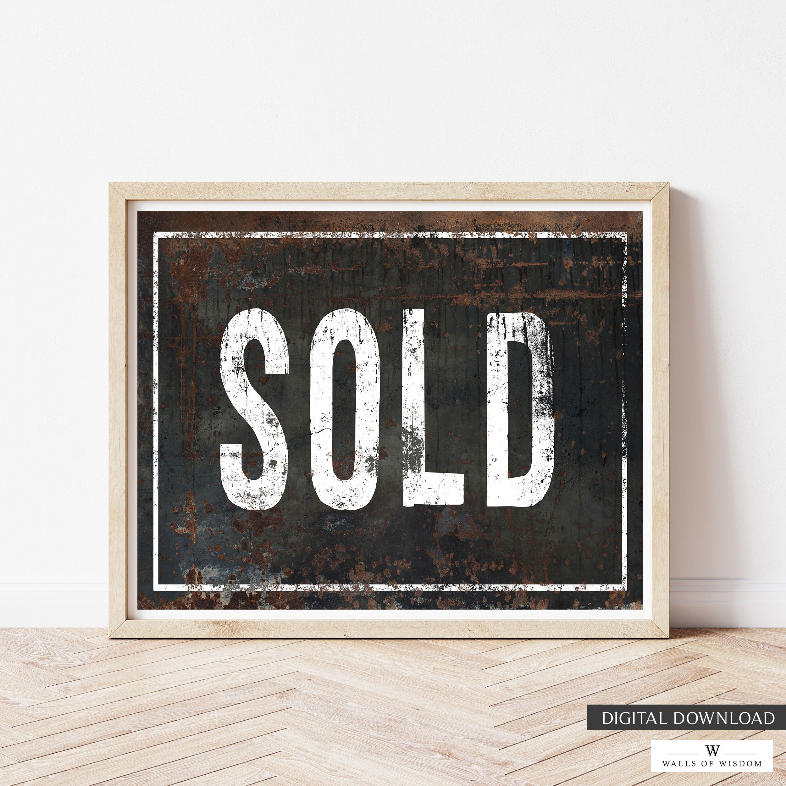 Rustic Farmhouse SOLD Sign Printable Wall Art Vintage Sign Digital ...