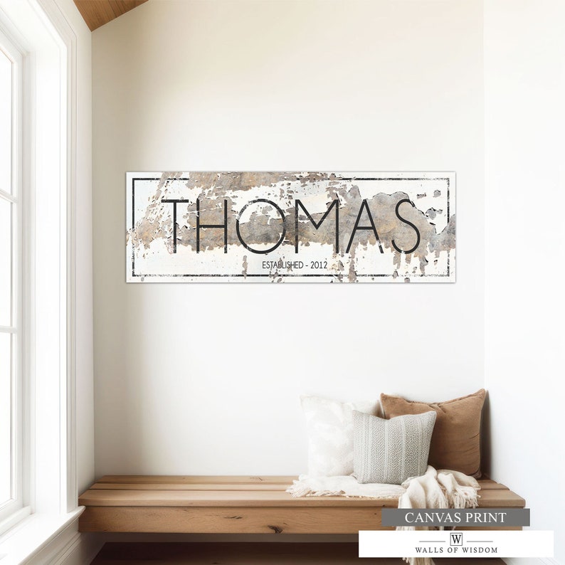 Rustic Established Signs Family Name Gift for Her Modern Farmhouse Est Sign Rustic Large Family Name Personalized Family Name Sign Wedding image 1