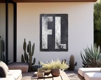 Florida Outdoor Sign Black and White Banner Weatherproof Sign in Vinyl - Sunshine State Indoor Outdoor Home Bar Grill Western Decor Tapestry