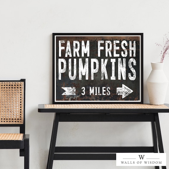 Fall Pumpkins Sign Printable | Vintage Fall Wall Art | Fall Signs Living Room Decor for Farmhouse | Fall Home Decor | Rustic Kitchen Signs