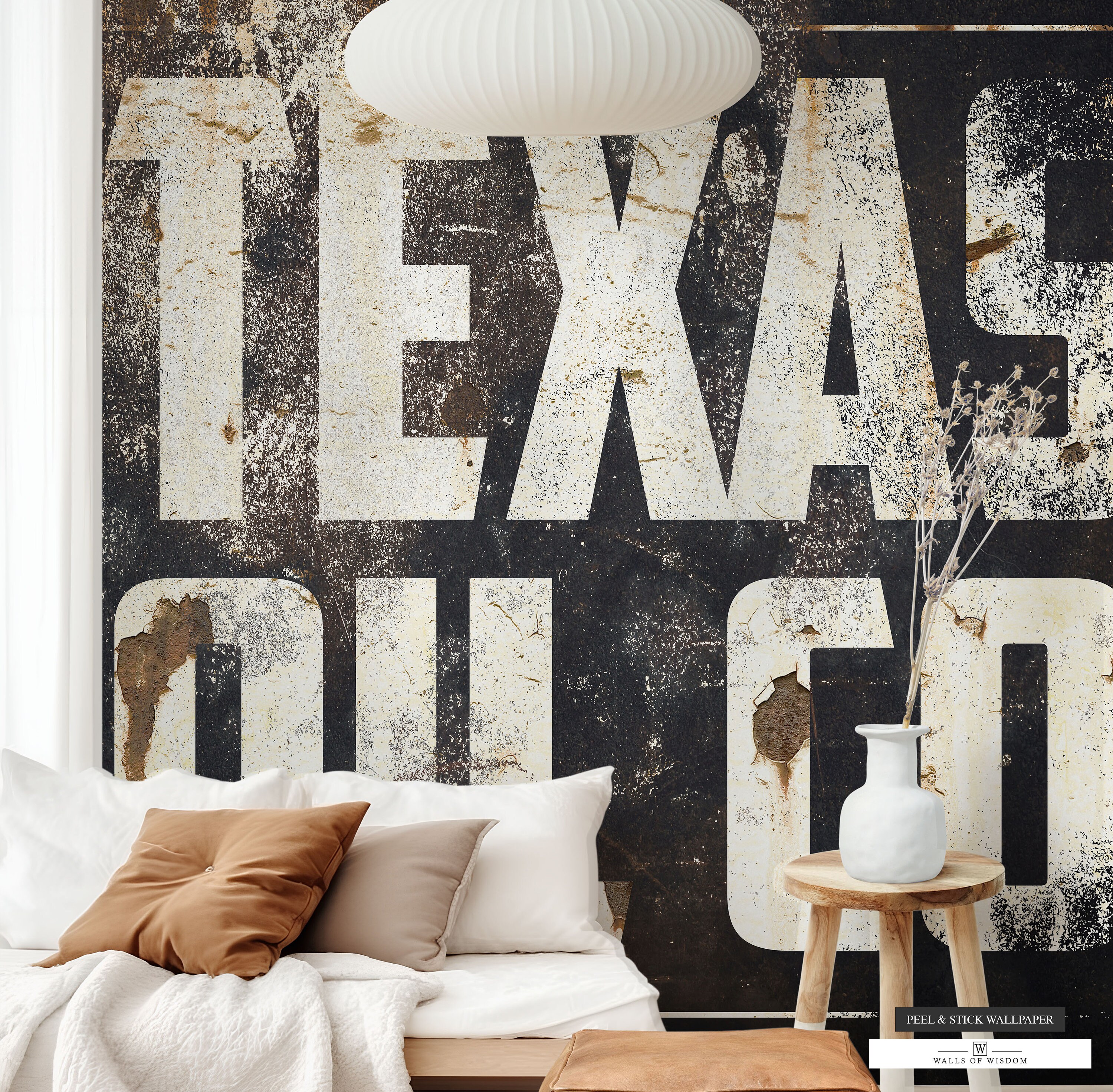 Texas Rustic Decor Western Decor Wallpaper Texas Mural - Cowboy Chic Peel and Stick, Large ...