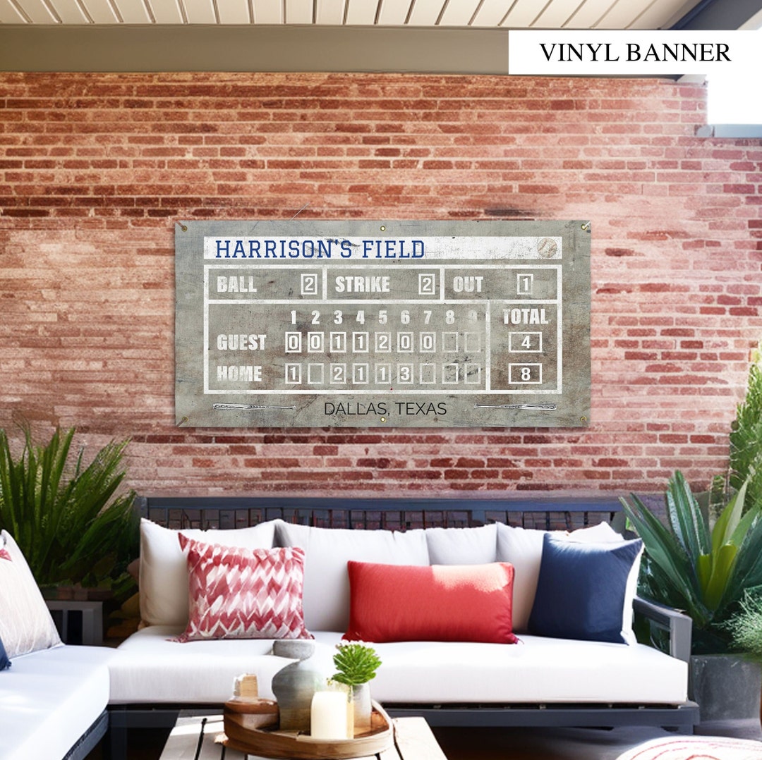 Personalized Distressed Baseball Sign: 1940s Retro Vinyl Banner for ...