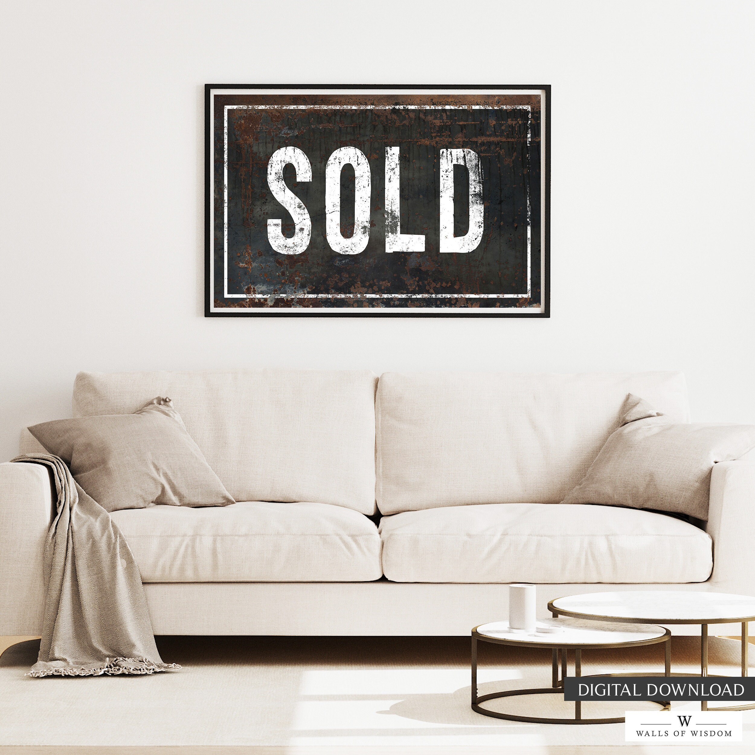 Rustic Farmhouse SOLD Sign Printable Wall Art Vintage Sign Digital ...
