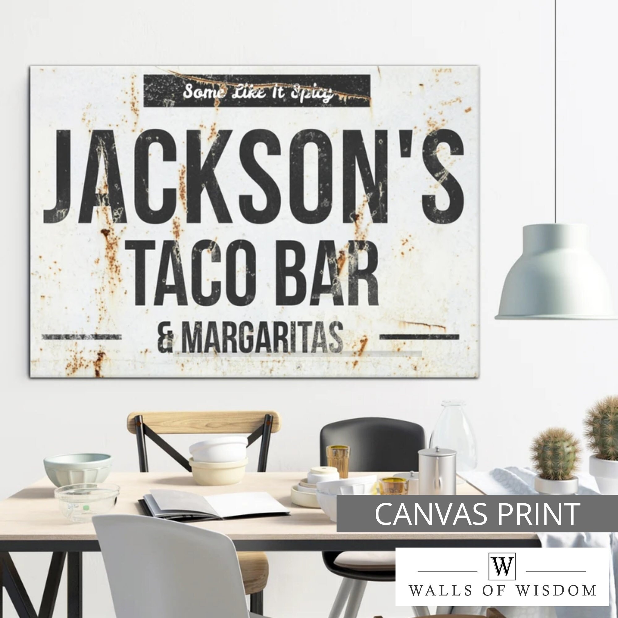 Personalized Taco Bar Sign for Kitchen, Custom Bar Sign Coffee, Donut ...