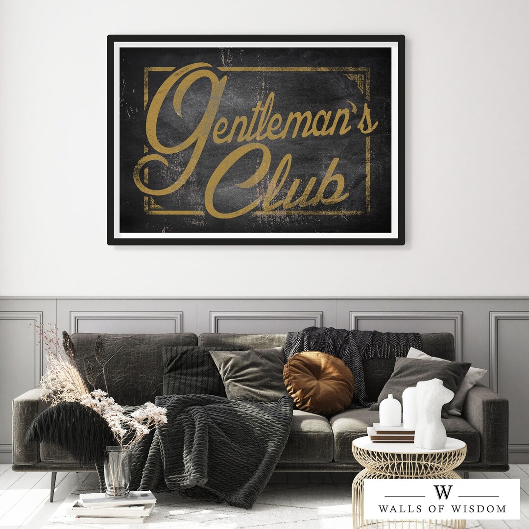 Gentlemans Club Printable Wall Art Bar Decor Farmhouse Sign Vintage