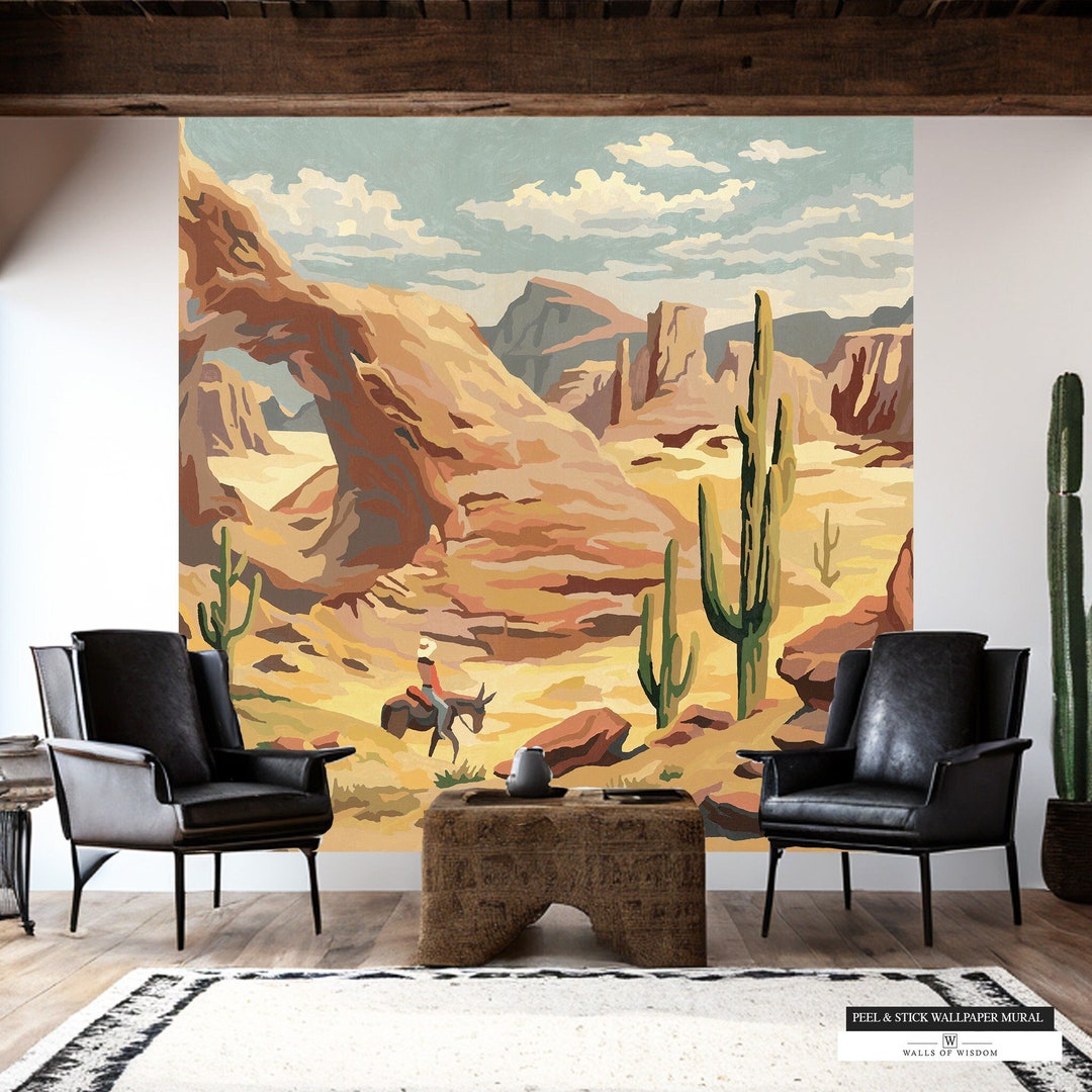 Desert Landscape Western Decor Mural Art Peel and Stick Wallpaper Large