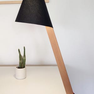 Minimalist Table Lamp for Office or Bedside, Gift Under 100, WOODPECKER Black