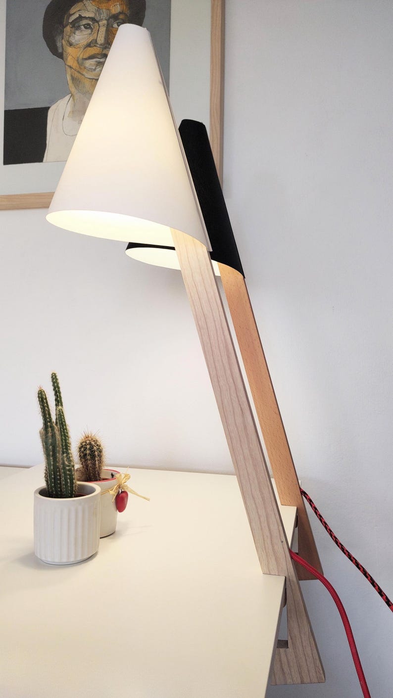 Minimalist Table Lamp for Office or Bedside, Gift Under 100, WOODPECKER image 4