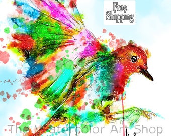 Robin Bird Painting Robin Painting watercolor Print bird art watercolor bird Robin print robin art wall art watercolor painting bird water