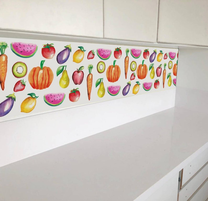 Kitchen Wall Art, Fruits and Vegetables Wall Decor, Watercolor Fruits