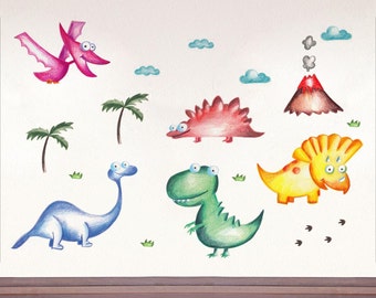 Art mural de dinosaure, Autocollant mural de pépinière de dinosaures, Décor mural de dinosaure