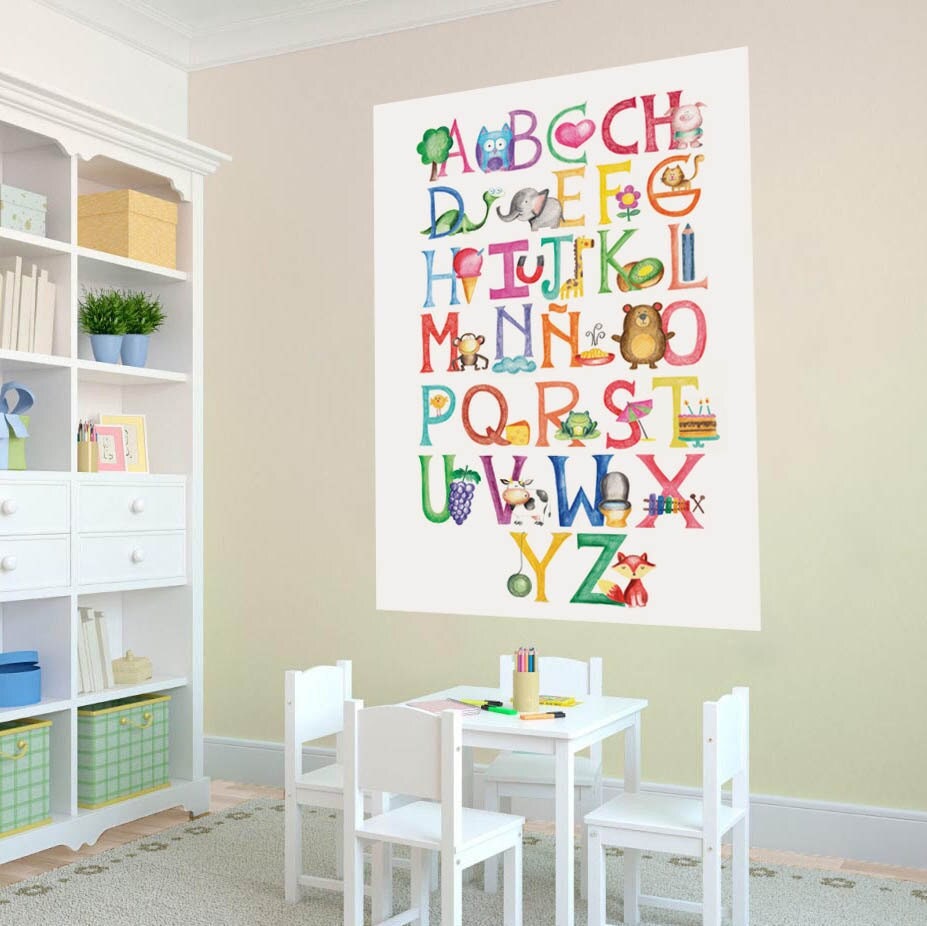 ABC Wall Decals Classroom DIY Removable Watercolor Dot Educational Abc&abc