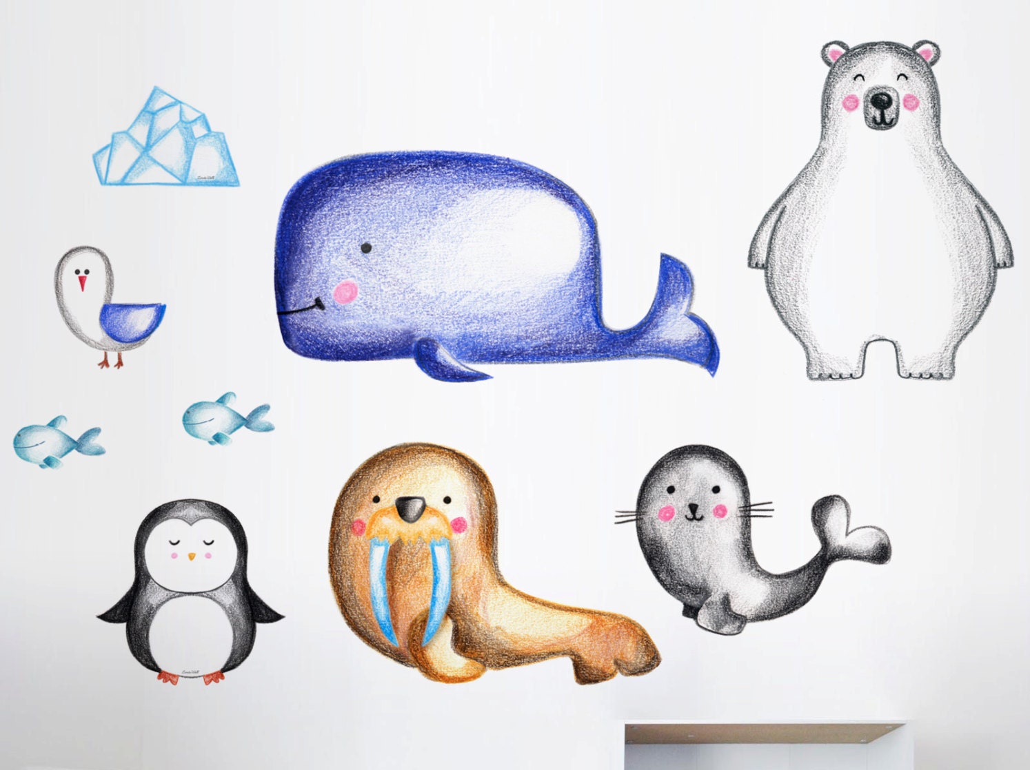 Ocean Themed Nursery Arctic Animals Decor Whale Wall Decal - Etsy Ocean Themed Nursery Arctic Animals Decor Whale Wall Decal - Etsy