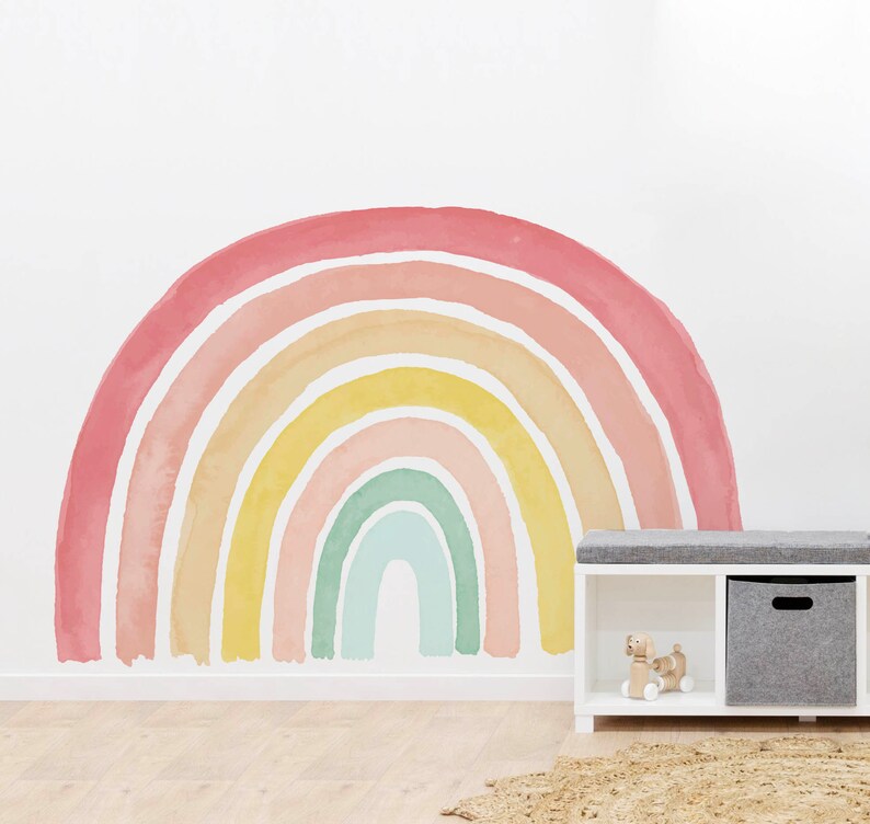 Rainbow Wall Sticker Watercolor Rainbow Wall Decal Pastel Etsy