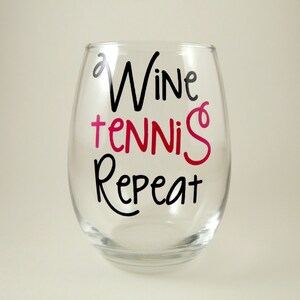 Wine Tennis Repeat Stemless Wine Glass, Great Gift for Tennis Players, Pink, Tennis Cup, Tennis Glass