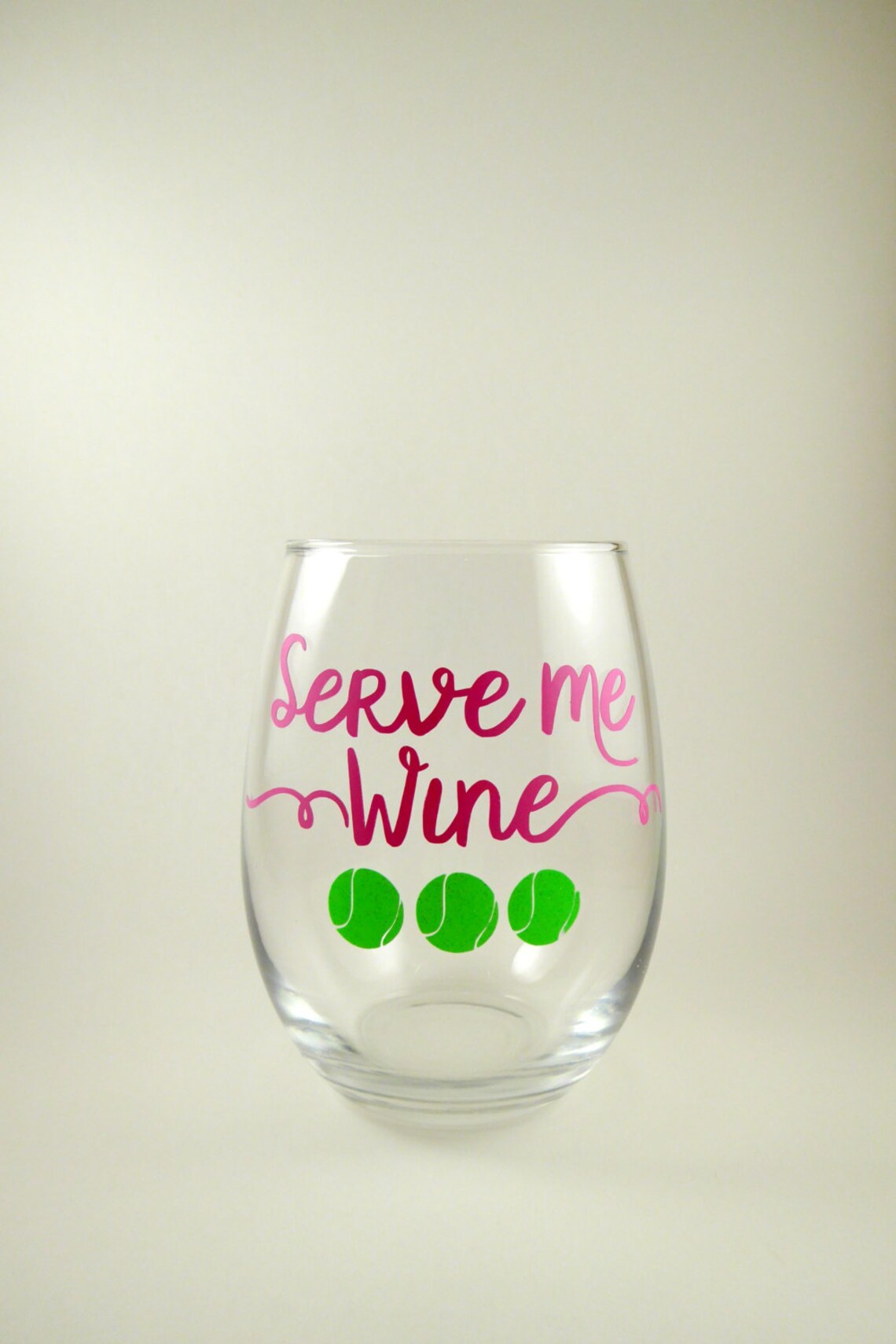 Serve Me Wine Stemless Wine Glass Great Gift for Tennis Etsy