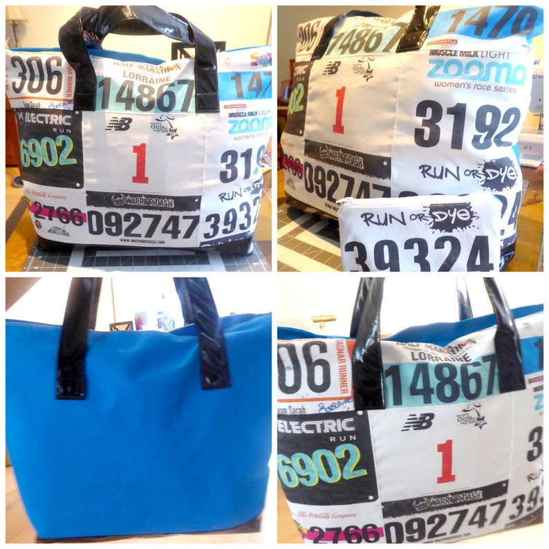 Large Race Bib Tote Bag; Great Gift for Runners Personalized Bag; With Zipper; Great Travel Bag; Sports Bag; Overnight Bag