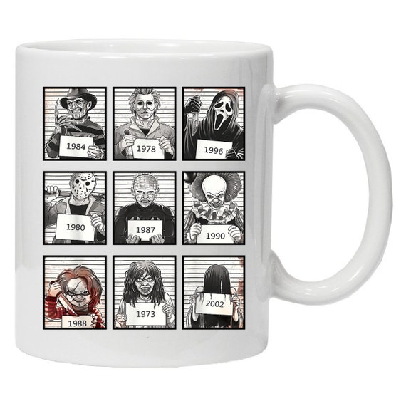 Horror Movie Legends MUGSHOT Mug | Inspired Parody Funny Horror Movie Legends MUGSHOT Mug | Inspired Parody Funny