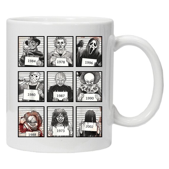 White Mugs Travel Halloween Tea Myers Ceramic Serial Cups Horror Birthday Killer Coffee Mug 11 Oz Gifts For Family Friend Co-worker Father's Day Christmas