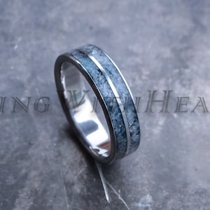 Kyanite Ring with Stainless Steel, Wedding Band, Engagement Ring, Birthday Gift, Valentine&#39;s Day Gift, Mother&#39;s Day Gift, Promise Ring
