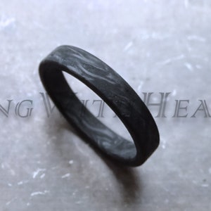 Forged Carbon Fiber Ring, Minimalist Wedding Band, Boyfriend Gift, Father&#39;s Day Gift, Black Ring, Lightweight Carbon Ring, Christmas