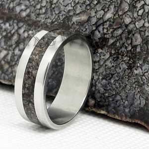 Dinosaur Bone Ring with Stainless Steel, Wedding Band, Mens Ring, Fathers Day Gift, Mens Engagement Ring, Birthday Gift, Valentines Day Gift