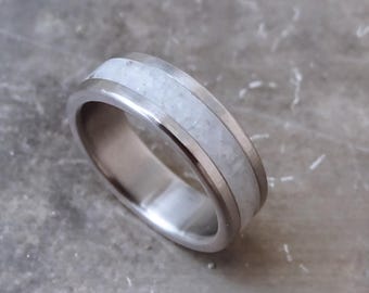 Hypoallergenic Moonstone Titanium Band – Lightweight June Birthstone Wedding Ring, Unique Anniversary Gift