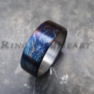 Amazing Colors and Pattern! Anodized Titanium Ring, Unique Wedding Band, Lightweight Ring, Hypoallergenic Engagement Ring, Valentine&#39;s Day
