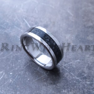 Black Tourmaline Ring with Titanium, Hypoallergenic Wedding Band, Engagement Ring, Genuine Tourmaline, Valentines Day Gift, Christmas Gift